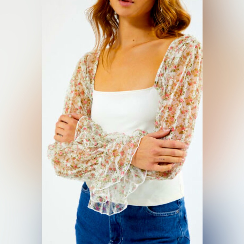 Free People Gimme Butterflies Long Sleeve Top size large